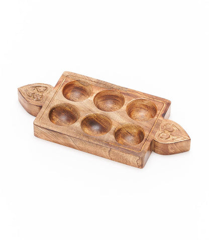 Manami 6 Egg Tray - Hand Carved Mango Wood