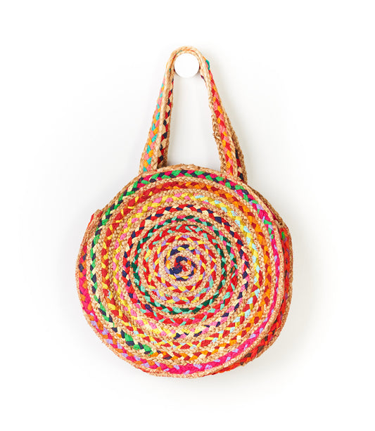 Chindi Multicolor Round Shoulder Bag - Hand Woven - Matr Boomie Wholesale