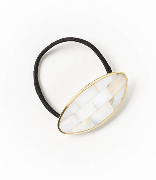 Chitra Disc Hair Tie Ponytail Holder - Mother of Pearl