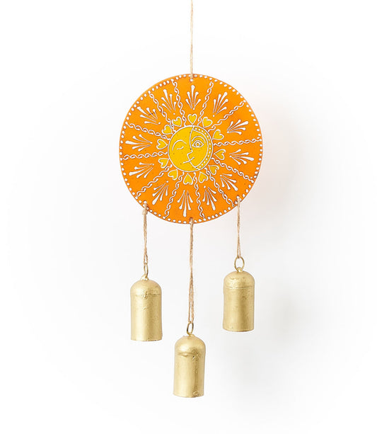 Henna Treasure Sun Bell Wind Chime - Hand Painted Patio Decor