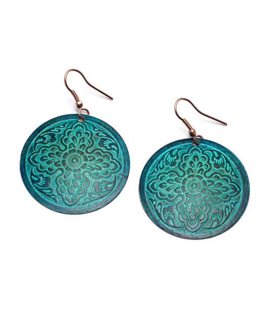 Devika Teal Disc Drop Earrings