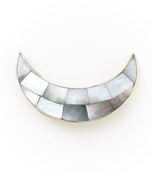 Chandra Crescent Moon Hair Slide with Stick - Mother of Pearl