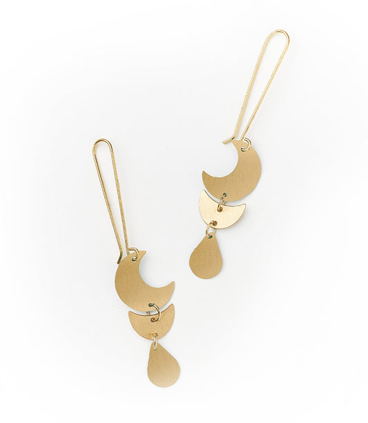 Rajani Moon Phase Gold Drop Earrings