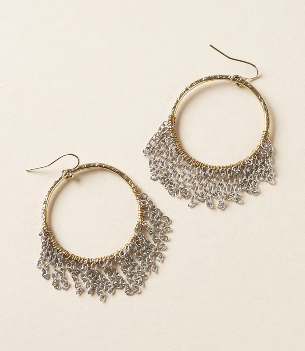 Bhavani Gold Hoop Earrings Silver Chain Tassel - Matr Boomie Wholesale