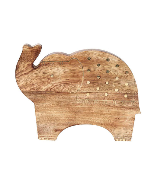 Elephant Wood Trivet - Handcrafted, Brass Inlay, Fair Trade