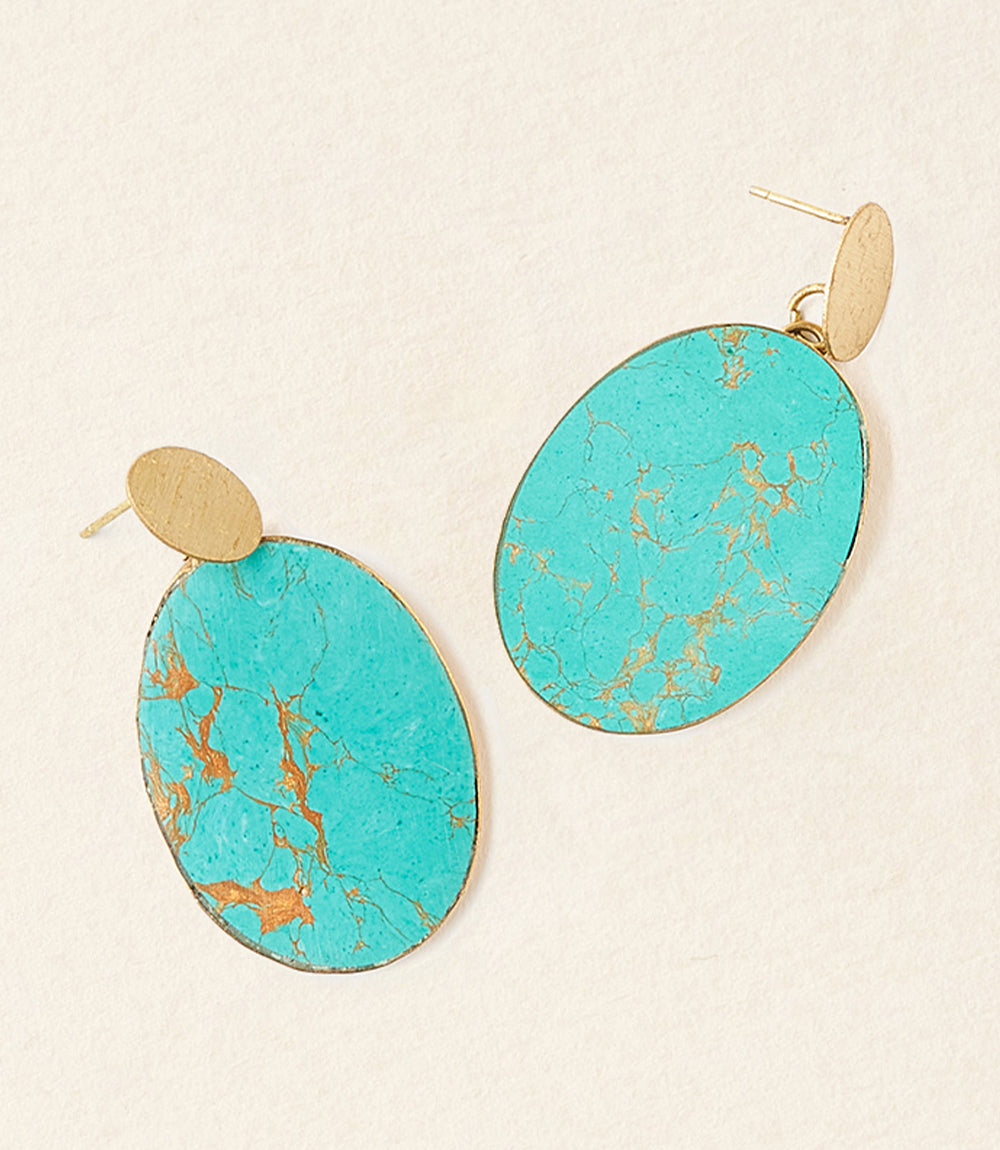 Sandhya Reconstituted Stone Drop Earrings - Turquoise
