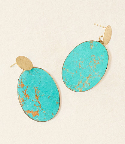Sandhya Reconstituted Stone Drop Earrings - Turquoise - Matr Boomie Wholesale