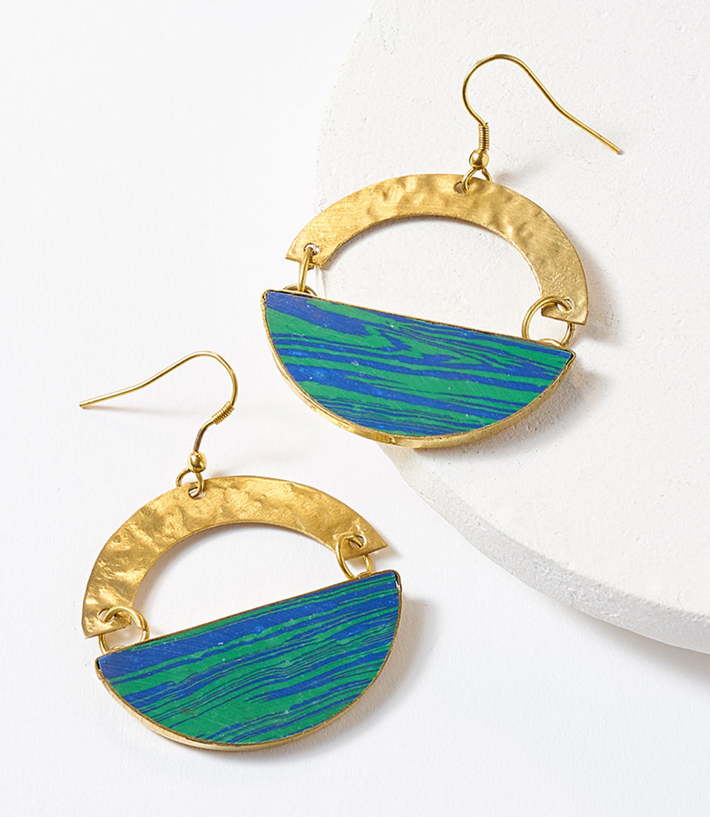 Ria Blue Green Swirl Drop Earrings - Matr Boomie Wholesale