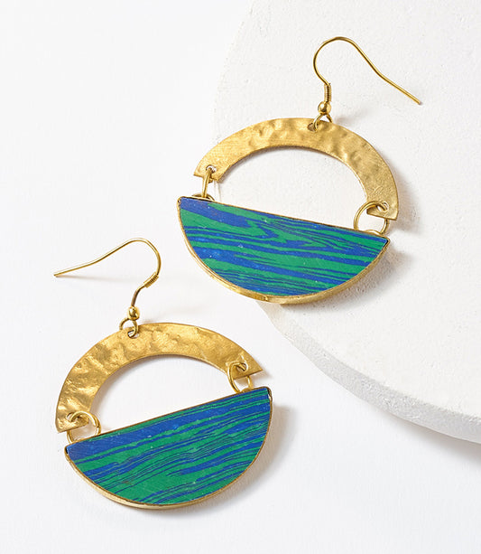 Ria Blue Green Swirl Drop Earrings