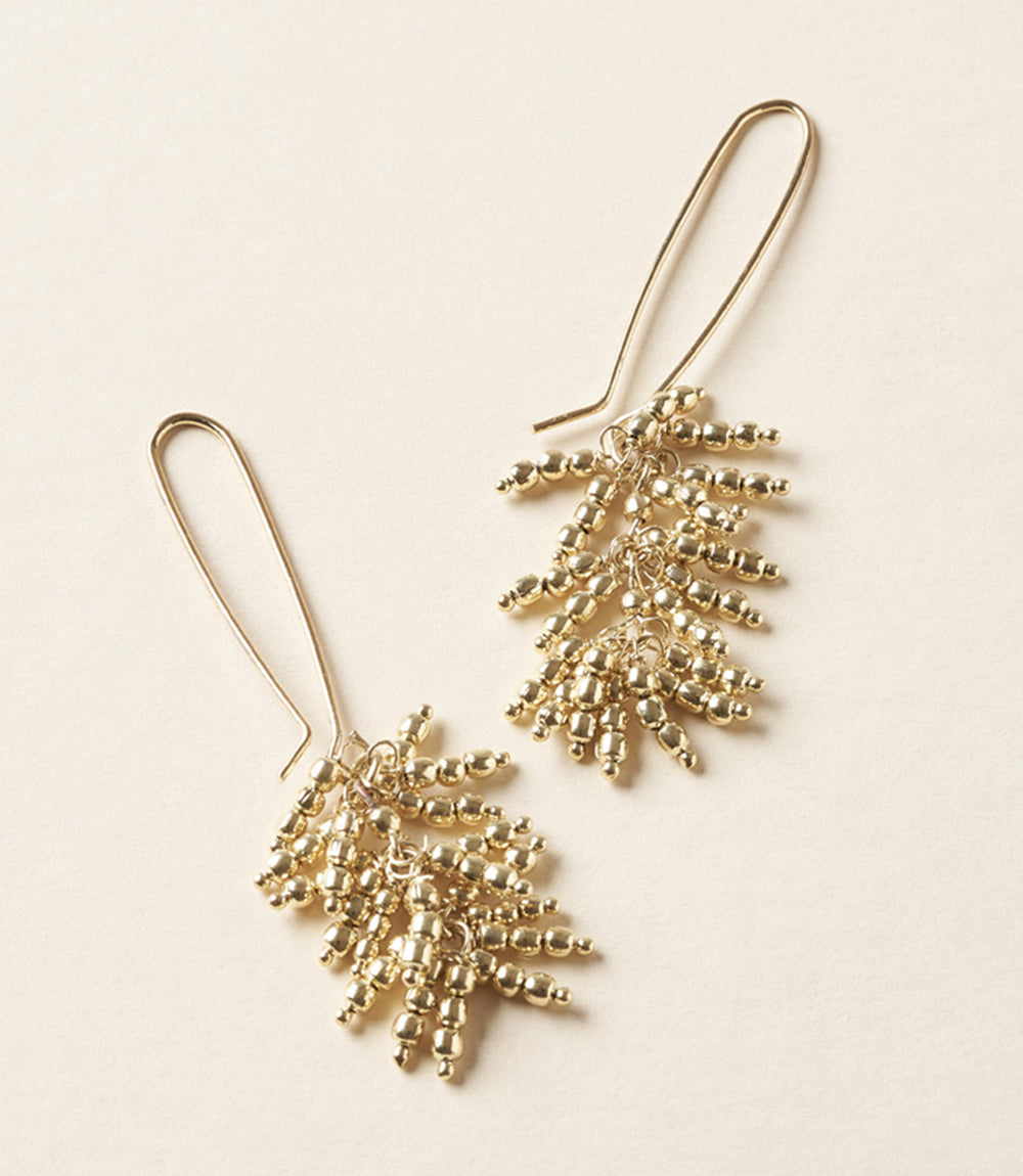 Jaya Beaded Gold Tassel Drop Earrings