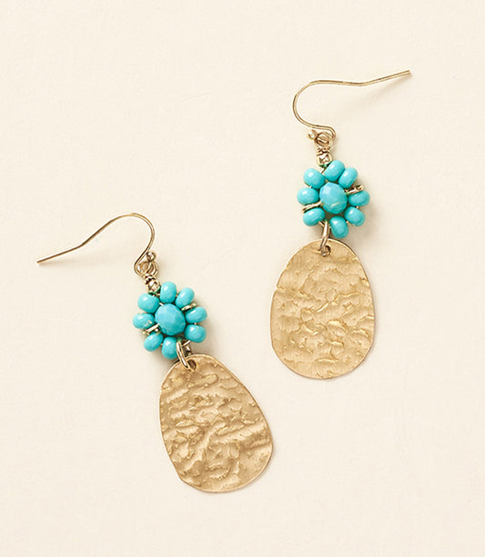 Jatasya Gold Coin Drop Earrings - Turquoise