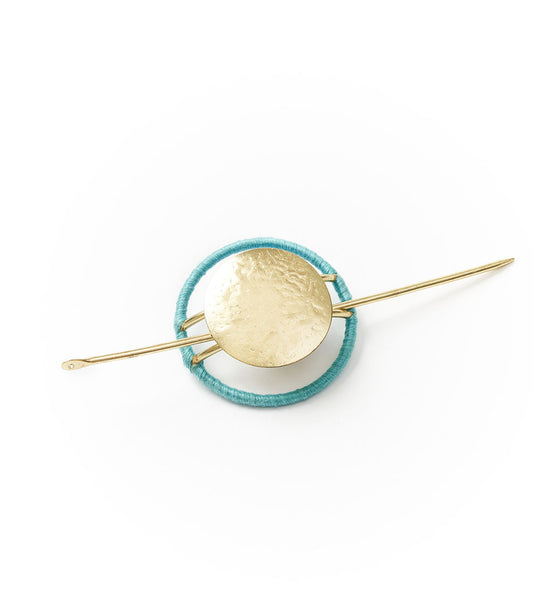 Kaia Hair Slide with Stick - Blue Thread Wrapped