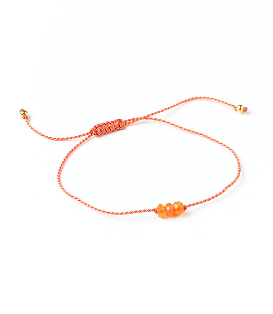 Indali Carnelian Stone Thread Friendship Bracelet - Orange, Semi Precious