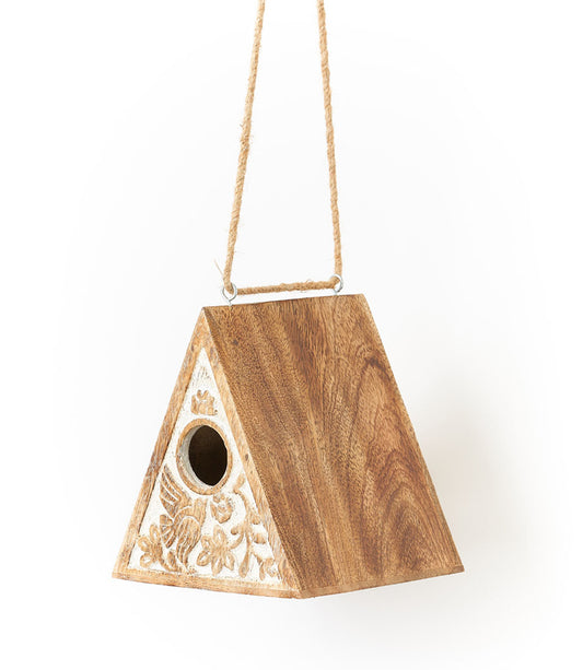 Aashiyana Hanging Birdhouse - Hand Carved Wood