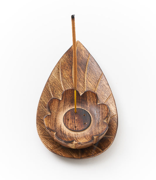 Kairavini Lotus Incense Holder - Handcrafted Mango Wood - Matr Boomie Wholesale