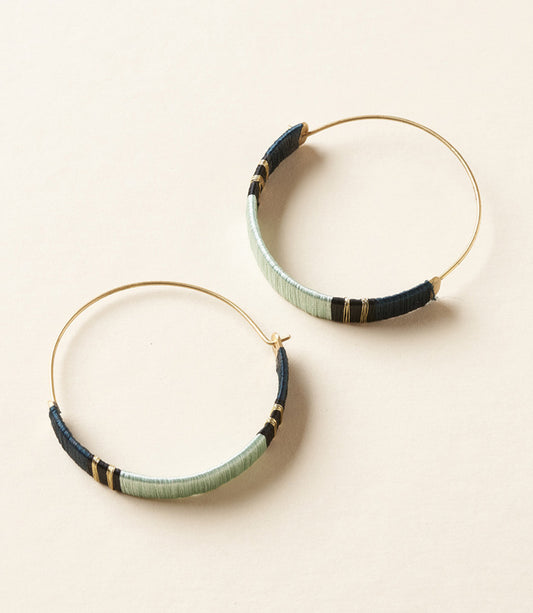 Kaia Gold Hoop Earrings - Blue Thread Wrapped - Matr Boomie Wholesale