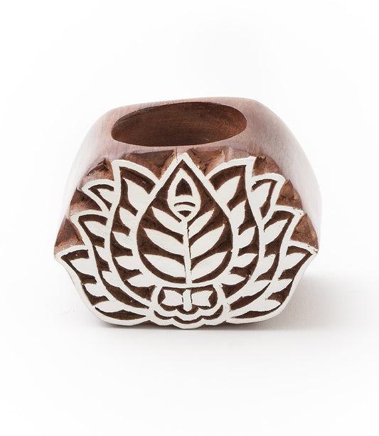 Aashiyana Lotus Tea Light Candle Holder - Carved Sheesham Wood - Matr Boomie Wholesale
