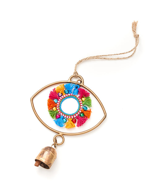 Nandini Evil Eye Wind Spinner Bell Chime - Fair Trade Decor