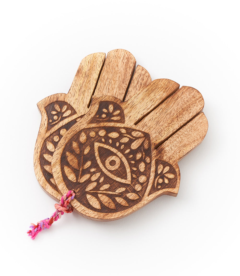 Hamsa Salad Hands - Handcrafted Wood, Fair Trade