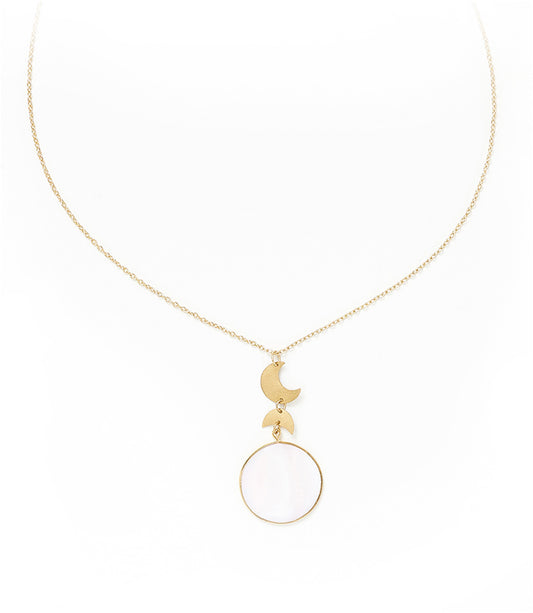 Rajani Moon Phase Drop Necklace - Mother of Pearl, Fair Trade