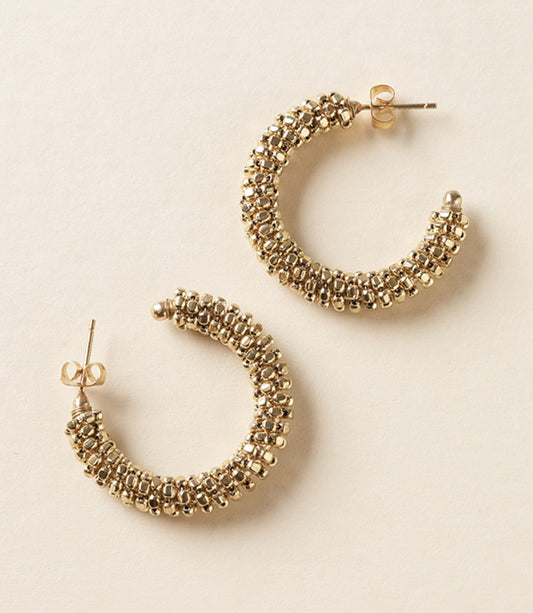 Bhavani Gold Beaded Hoop Earrings