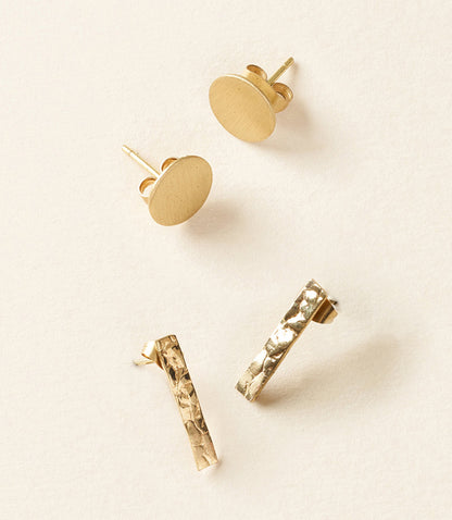 Diya Gold Stud Earrings Set of 2 - Dot, Bar - Matr Boomie Wholesale