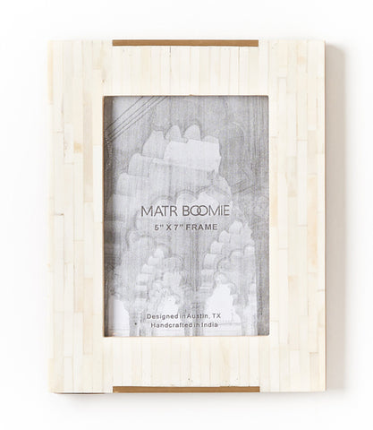 Banka Mundi 5x7 Brown & White Picture Frame - Carved Bone, Wood