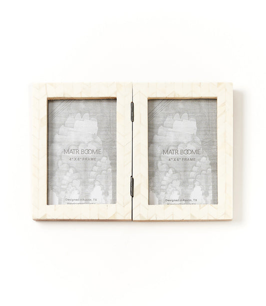 Artemis 4x6 Double Picture Frame - Handcrafted Bone