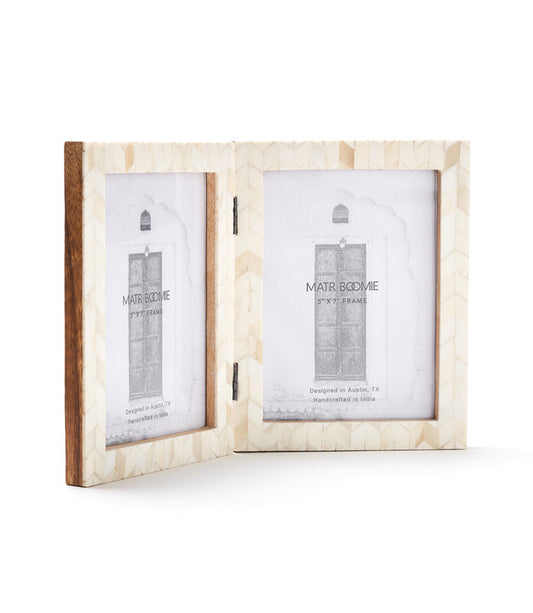 Artemis 5x7 Double Picture Frame - Bone, Fair Trade