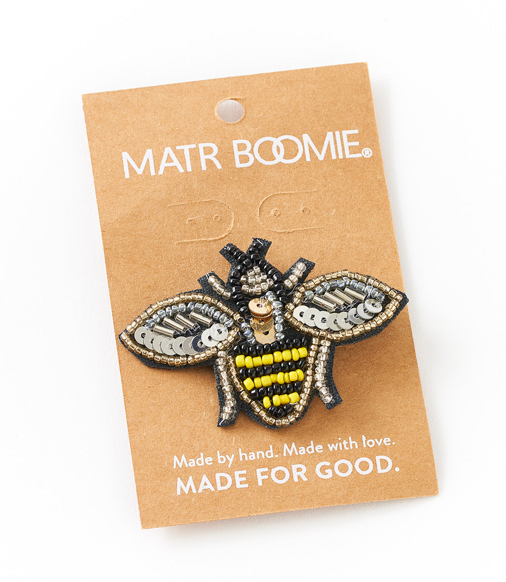 Bala Mani Beaded Bee Brooch Pin - Handmade, Fair Trade - Matr Boomie Wholesale