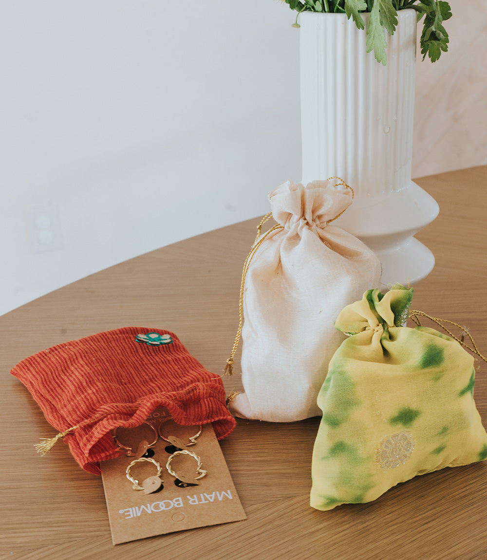 Sorpresa Eco Friendly Drawstring Gift Bags - Assorted Upcycled Sari