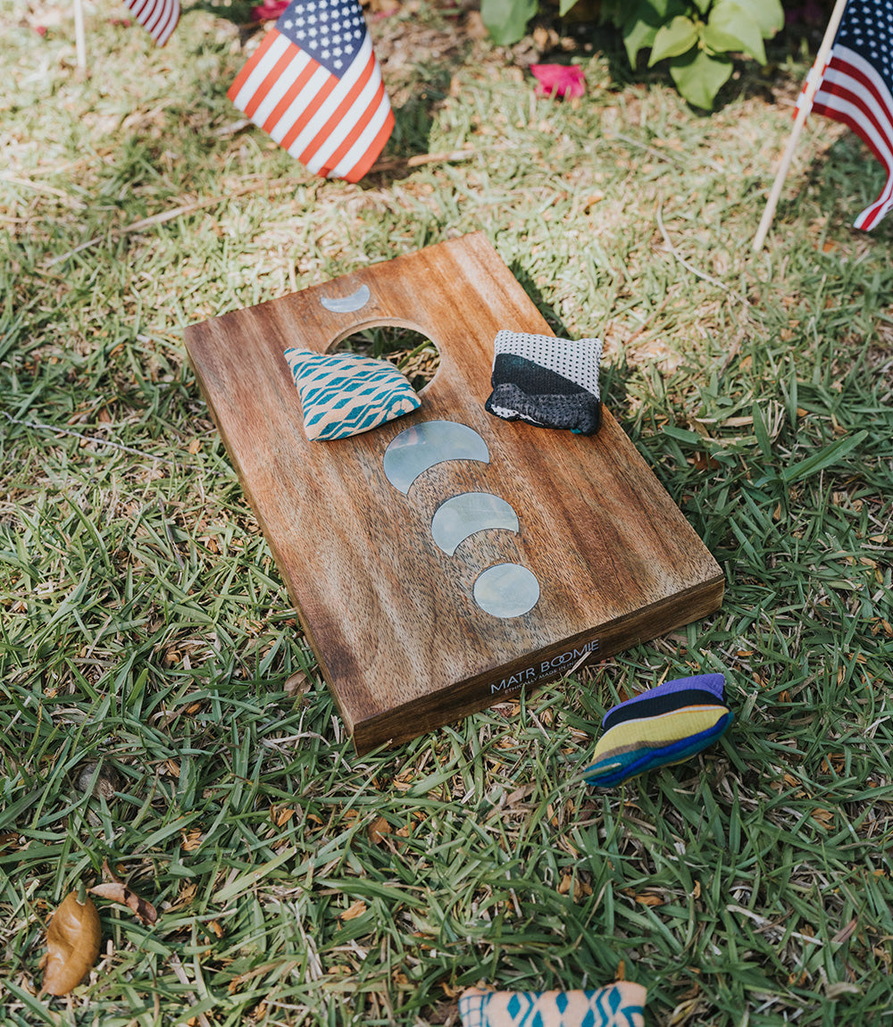 Indukala Moon Phase Cornhole Table Game - Handcrafted Wood