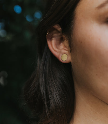 Chameli Stud Earrings, Set of 2 - Gold Dot, Teal Fern Leaf