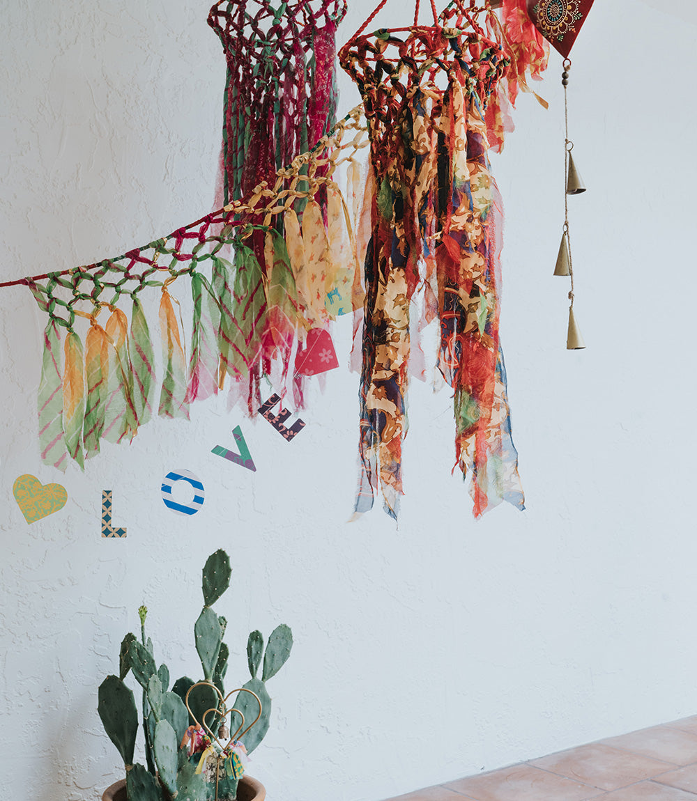 Macrame Upcycled Sari Hanging Garland Decoration - Matr Boomie Wholesale