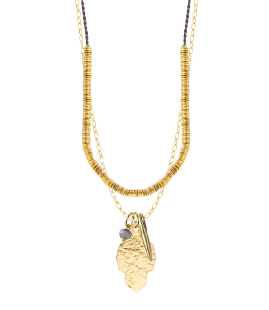 Ashram Dainty Charm & Sequin Pendant Necklace