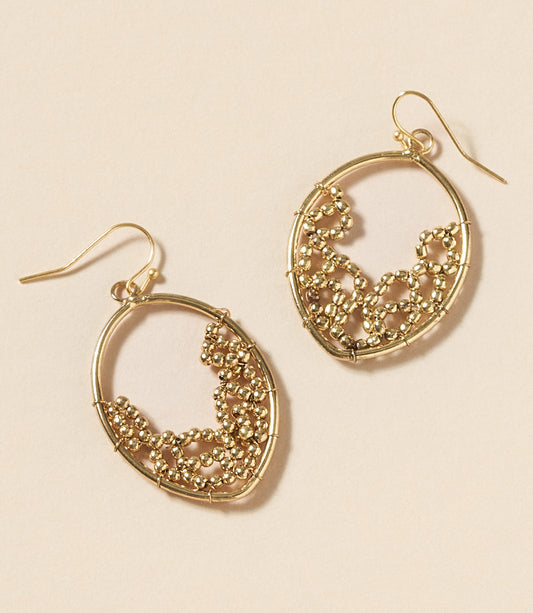 Brass Beaded Teardrop Earrings