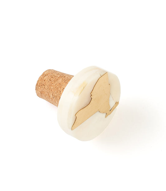 New York Wine Cork Bottle Stopper - Bone, Brass State