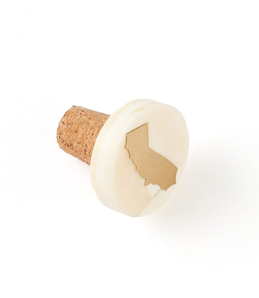 California Wine Cork Bottle Stopper - Bone, Brass State