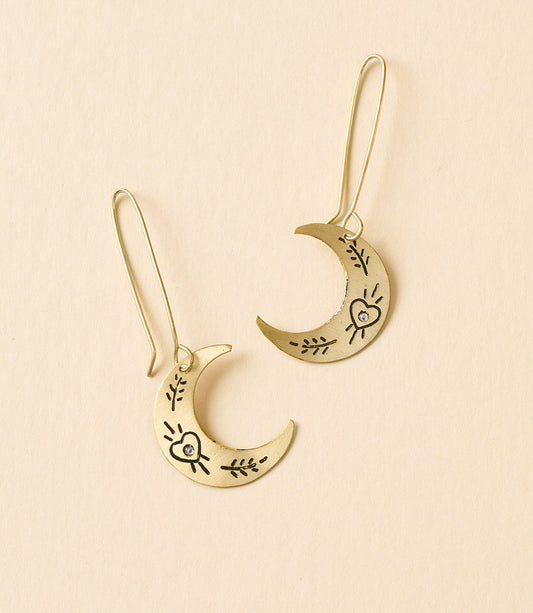 Ruchi Crescent Moon Gold Dangle Earrings