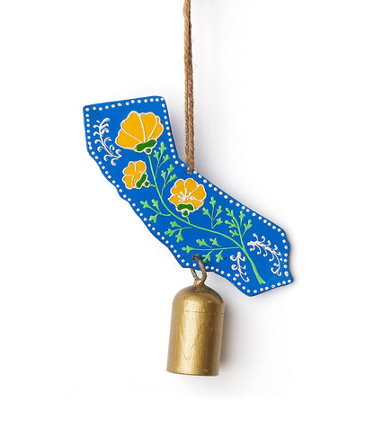 California Poppy Wind Chime - Hand-painted State Flower