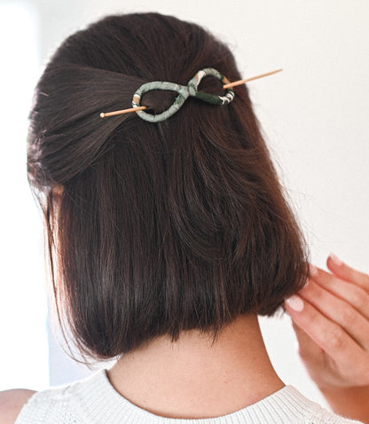 Infinity Figure 8 Hair Slide with Stick - Assorted Upcycled Sari