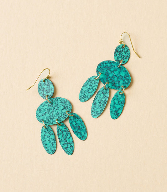 Nihira Teal Patina Chandelier Earrings