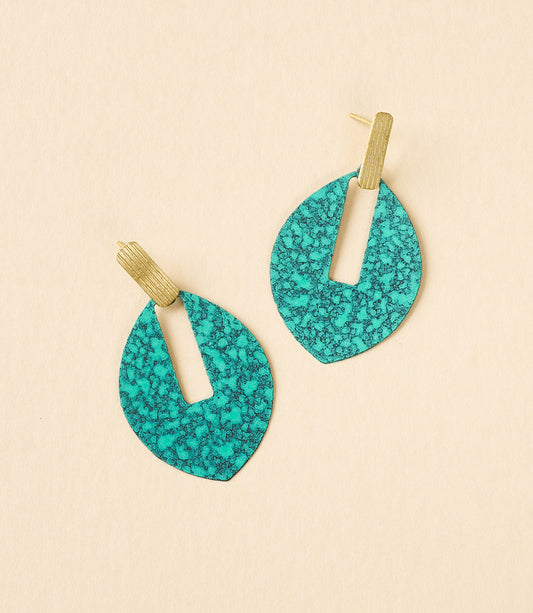 Nihira Teal Patina Sphere Drop Earrings