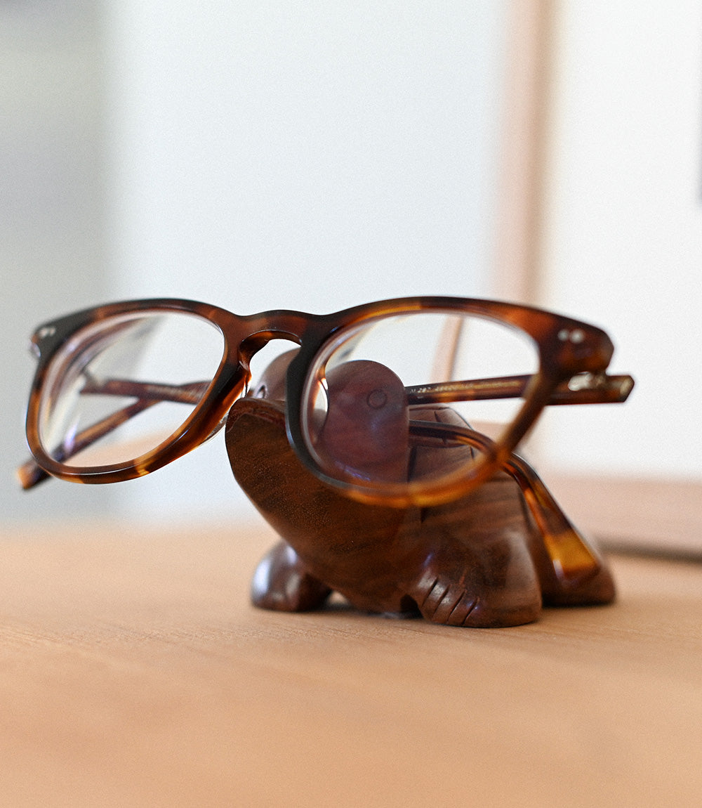 Turtle Eyeglasses Holder/Stand - Hand Carved Indian Rosewood