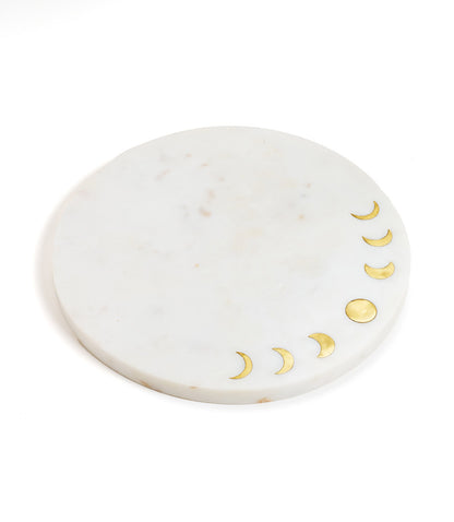 Indukala Moon Phase Cheese Charcuterie Serving Board - Brass & Marble