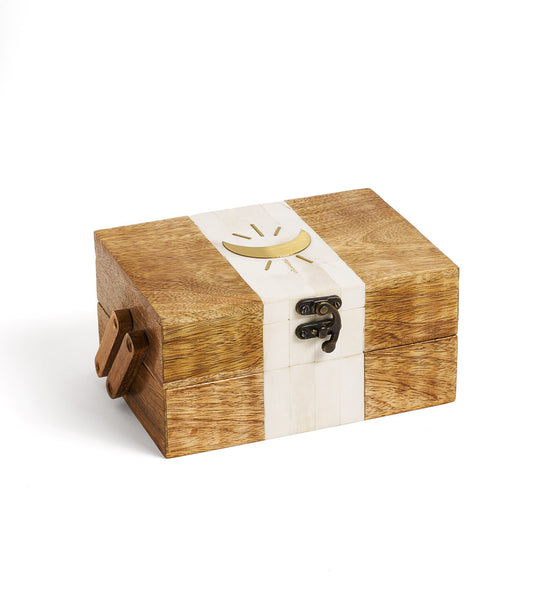 Indukala Crescent Moon Tiered Jewelry Box - Bone, Wood, Brass - Matr Boomie Wholesale