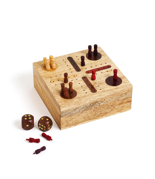 Pachisi Travel Game Set - Hand Carved, Fair Trade