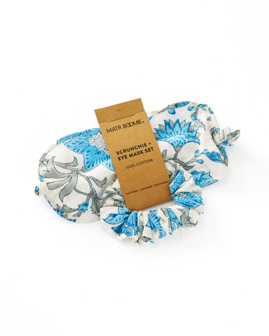 Aaram Hair Scrunchie and Eye Mask Set - 100% Cotton