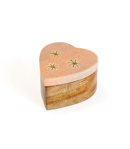 Jaipuri Heart Keepsake Box - Pink Carved Marble