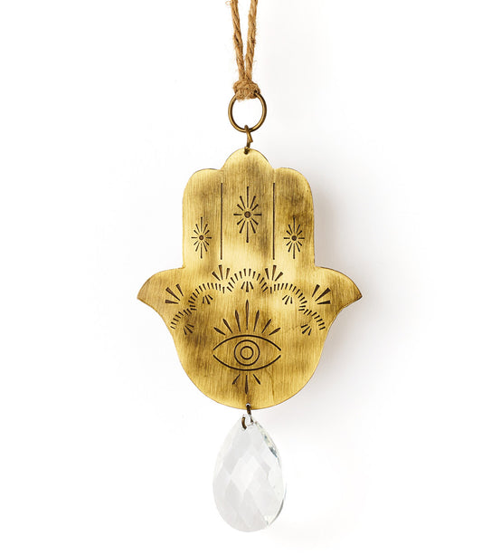 Surya Hamsa Engraved Brass Suncatcher